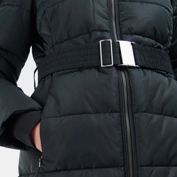 Barbour Octavia Quilted Coat BLACK/ MONO TARTAN, Size 12 US / 16 UK $470 - Picture 5 of 7